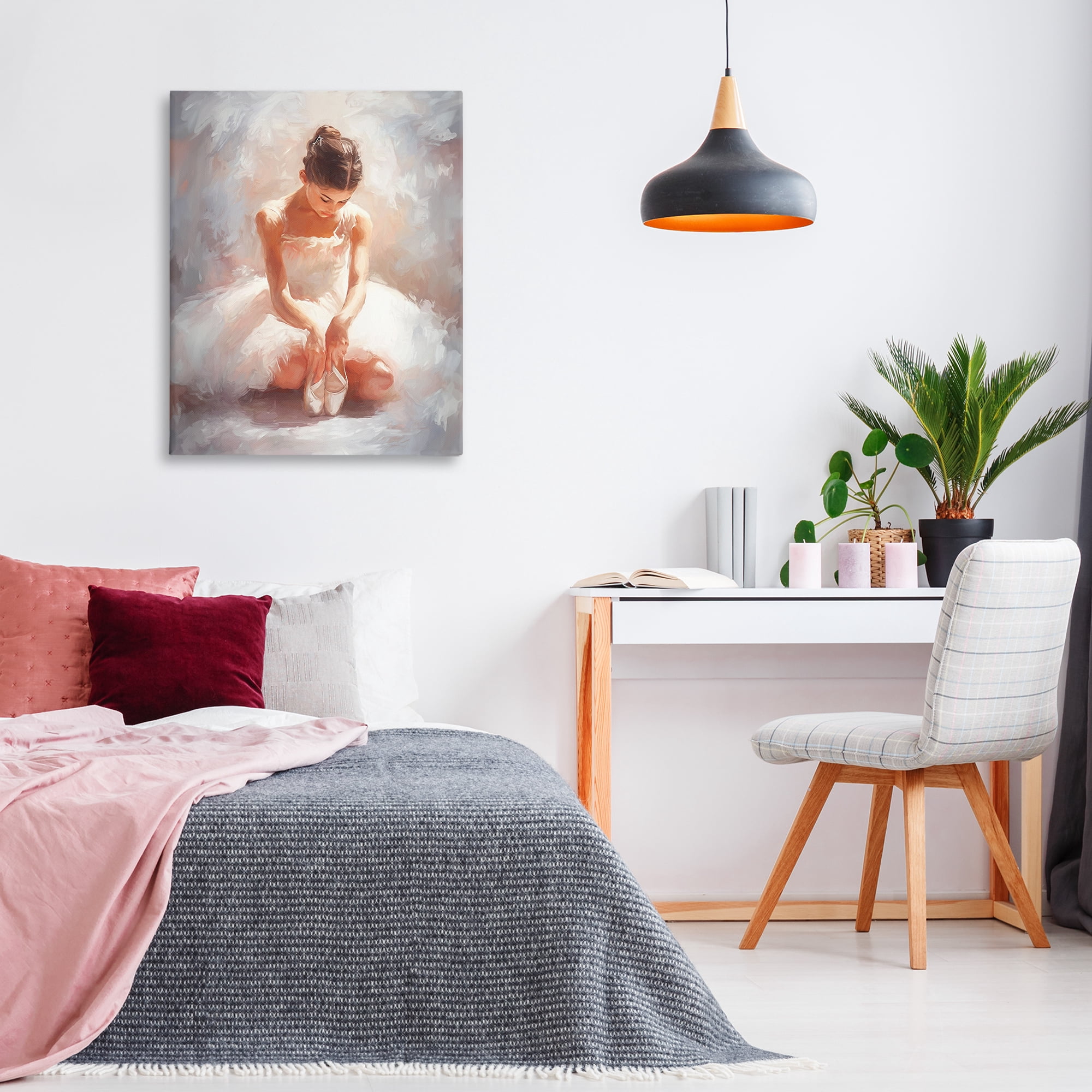 Stupell Industries Serene Ballerina Portrait Novelty Painting Gallery Wrapped Canvas Art Print Wall Art, 30 x 40