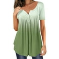 thumbnail image 1 of Offres jusqu'à 70 % de Réduction! Hauts d'Été pour Femmes 2024 Grande Taille Mode Décontractée Col en V Cache Ventre Manches Courtes T-Shirts Blouses Cadeau pour Femmes en Solde, 1 of 6