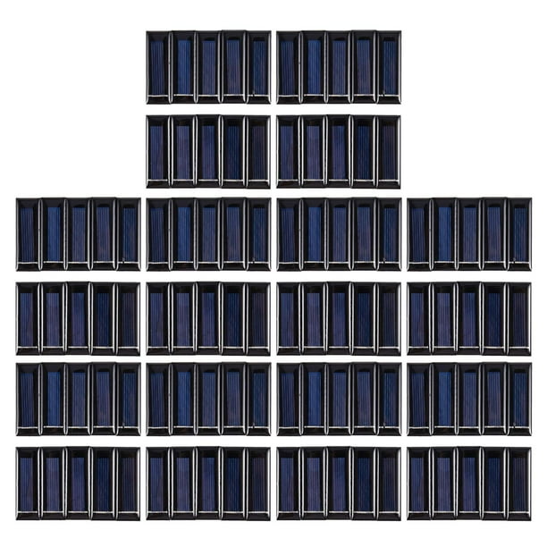 100 Piezas de Mini Panel Solar Nuevos Paneles Fotovoltaicos de Celulas Solares de 0.5V 100MA Modulo de Panel Solar de Cargador de Bateria DIY 53 x 18 x 2.5mm