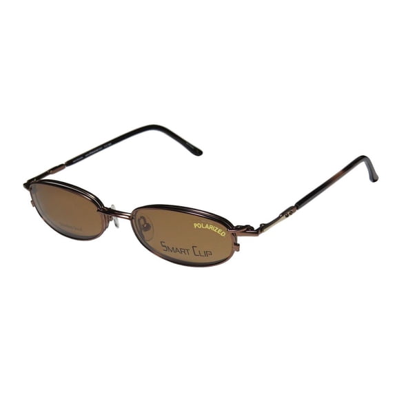 NEW SMARTCLIP 271 MENS/WOMENS DESIGNER FULL-RIM BRONZE STAINLESS STEEL POLARIZED CLIP-ON LENS FRAME DEMO LENSES 49-18-135 SUNGLASS LENS CLIP-ONS FLEXIBLE HINGES EYEGLASSES/EYEWEAR