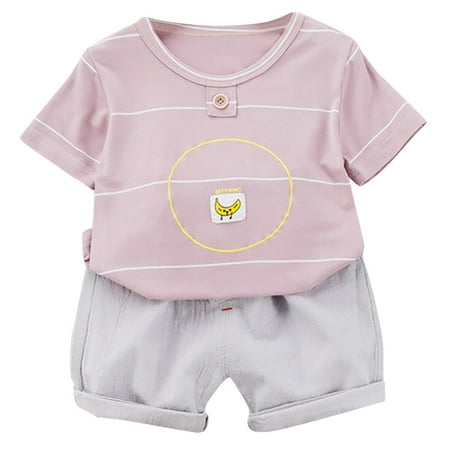 

BSDHBS Boys Outfits Toddler Kids Baby Boys Cartoon Banana Print T-shirt Tops+Pants Outfits Set