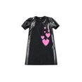 thumbnail image 1 of Nituyy Robe pour Petites Filles, Motif Cœur Manches Courtes Col Rond en Cuir PU Robe une Pièce, 1 of 8