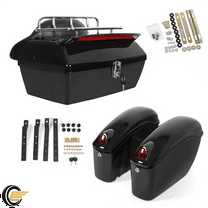 Motorcycle Hard Saddle Bags  Luggage Trunk W/ Tail Light For Harley Yamaha