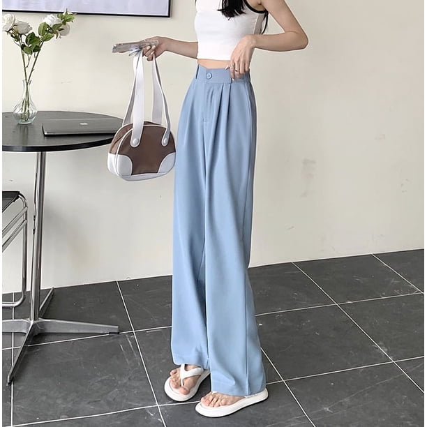 Pantalones de traje pequeños y estrechos, de primavera y otoño, de cintura alta, drapeados, informales, de talla grande, pantalones de pierna ancha y rectos para mujer.