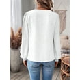 thumbnail image 6 of Womens Tops V Neck Boho Long Sleeve Shirts Dot Chiffon Blouses Flowy Lace Crochet Clothing Casual Trendy Tunic White S, 6 of 7