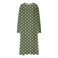 thumbnail image 6 of Women's Long Nightgown Cotton Baggy Nightdress Plus Size Nightshirt Long Sleeve V Neck Sleep Dress Casual Sleepwear Army Green L, 6 of 6