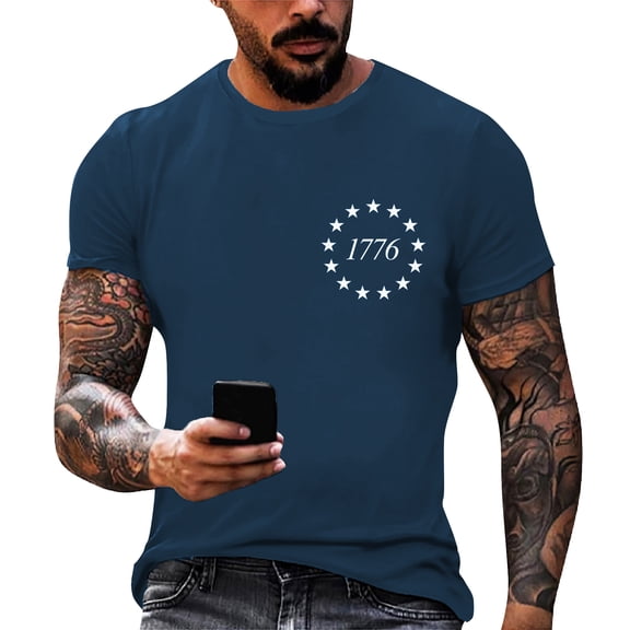 250 Anniversary Shirt for Men 1776-2026 America Flag Tees 4th of July Patriotic T Shirts Independence Day Graphic Tops Navy M