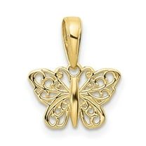 Diamond2Deal 10K Yellow Gold Filigree Butterfly Charm Pendant for Women