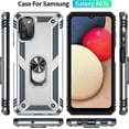 thumbnail image 6 of Galaxy A03S Case [ Grade 16ft Drop Tested] with HD Screen Protector,  Ring Holder Kickstand - Silver, 6 of 16