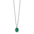 thumbnail image 2 of 925 Sterling Silver Necklace with Pendants Chain Rhodium Simulated Emerald & CZ 18 inch, 2 of 3