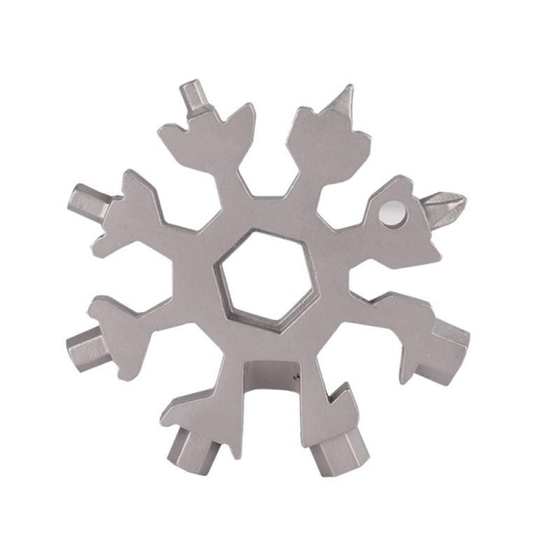 Snowflake Multi Tool 18 in 1 Snowflake Multitool Tool with Keyring Allen Wrench Bottle Opener for Outdoor Travel Camping Adventure 2 Silver & 1 Black Snowflake Bicycle Wrench Screwdriver