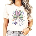 thumbnail image 4 of Fun Easter Nurse Shirt for Women - Cute Bunny Bow Stethoscope Graphic Tee Natural Shirt Adult Large, 4 of 7