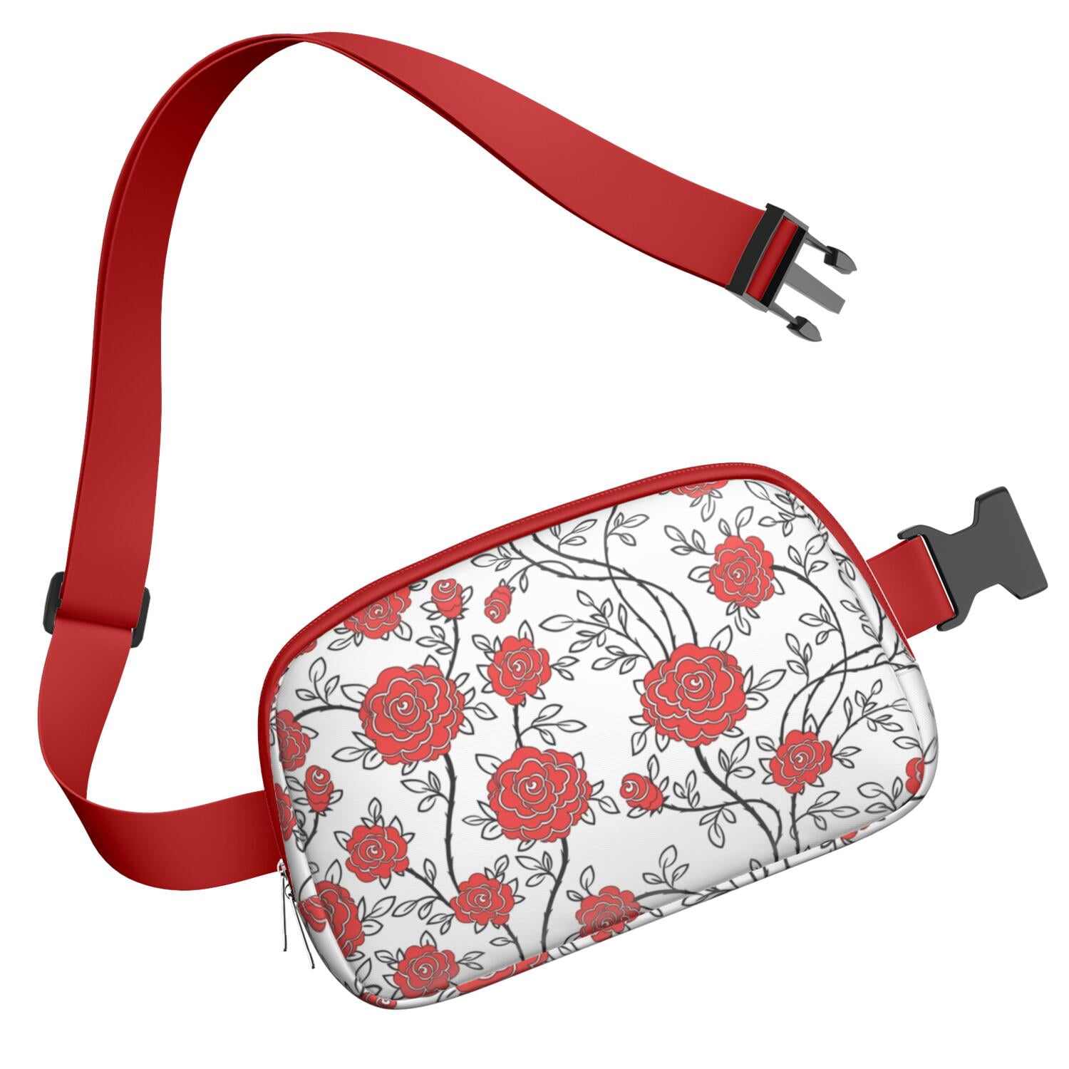 Garden-Inspired Fanny Pack – Floral Waist Bag with Tropical Wildflower Print & Hummingbird Aesthetic
