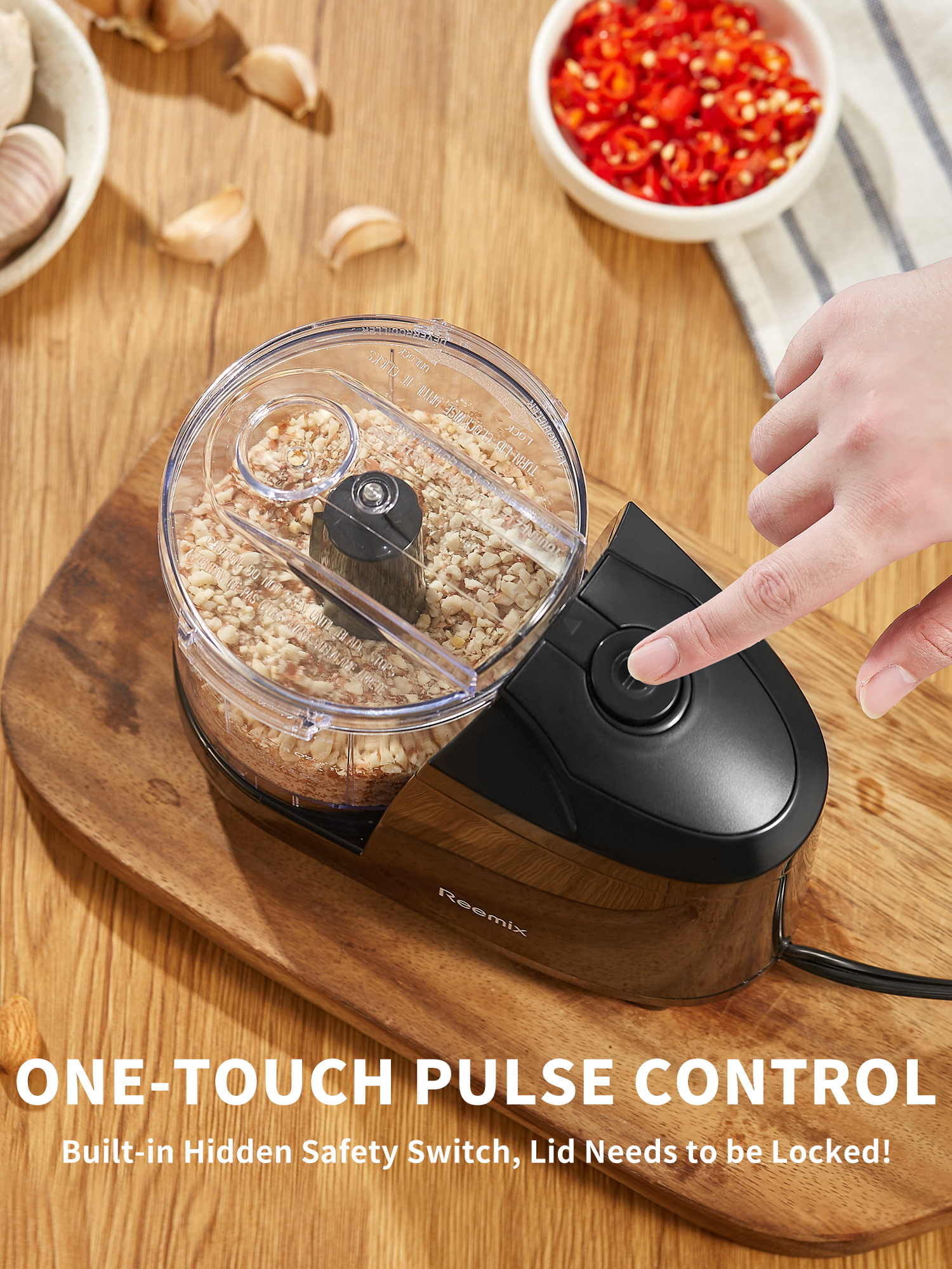 Reemix Mini Food Chopper, 350ml Electric Processor, Black photo 5