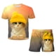thumbnail image 1 of 2023 gatos nuevos conjuntos de ropa de verano para niños y niñas, camisetas y pantalones cortos de manga corta encantadores de dibujos animados, 2 uds., traje informal de cuello redondo, trajes 13T Gao Jinjia LED, 1 of 2