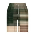 thumbnail image 5 of ZCFZJW Bermuda Shorts for Men Vintage Color Block Print Summer Drawstring Elastic Waist Beach Board Shorts Quick Dry Swim Trunks with Pockets Green S, 5 of 5