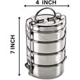 thumbnail image 3 of Stainless Steel Traditional Indian Lunch Box, Food Container,Indian Tiffin, Food storage container,Office Use (4 Tier_Design#-1 Lunch Box), MEDIUM, 3 of 8