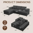 thumbnail image 2 of 106" Cloud Modular Sectional Sofa with Left-Facing Chaise Lounge, No Assembly L-Shaped Couch, Iron Frame, Fluffy Corduroy Upholstery for Living Room, Bedroom, Office, Grey, 2 of 6