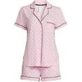 thumbnail image 6 of Joyspun Women's Cotton Blend Notch Collar Top and Shorts Pajama Set, 2-Piece, Sizes S to 4X, 6 of 6