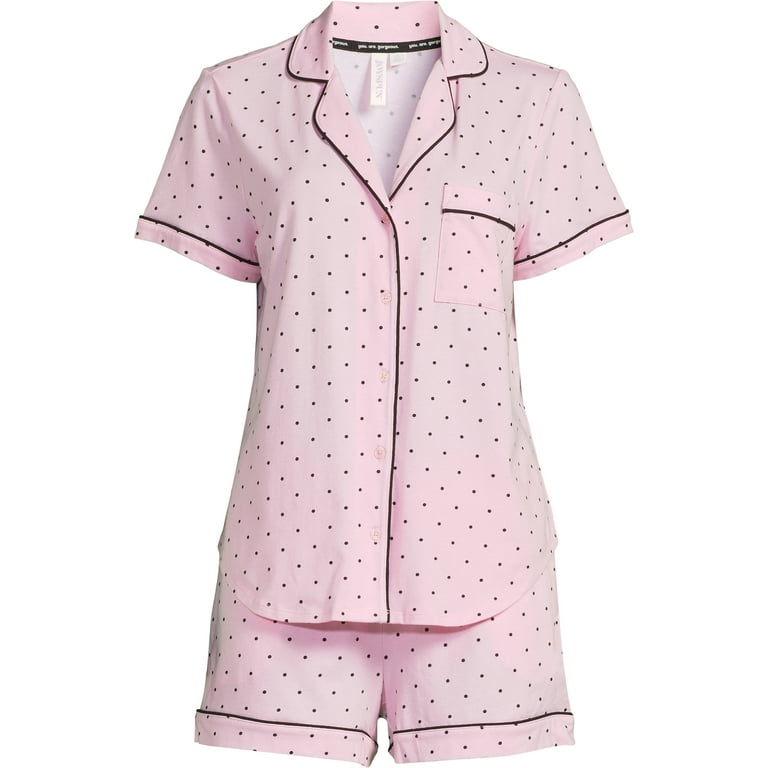 Joyspun Women's Cotton Blend Notch Collar Top and Shorts Joyspun Women's Cotton Blend Notch Collar Top and Shorts
