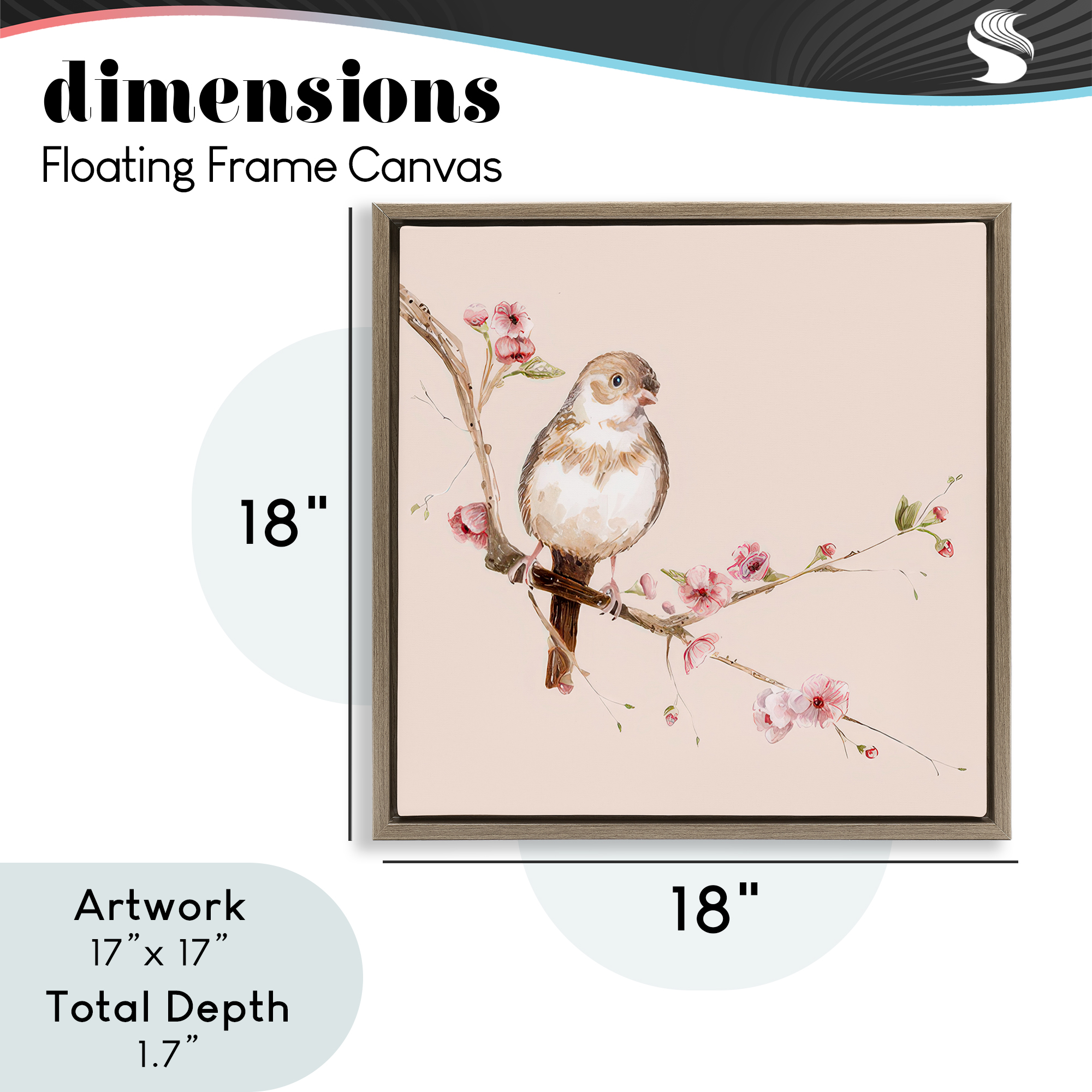 Sweetest Brown Bird Brown Framed Floater Canvas Wall Art, design by Lisa Wehmeyer