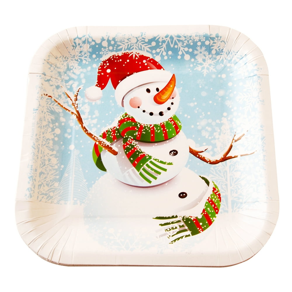 Christmas Paper Plate 7" Snowman Design 8 Count