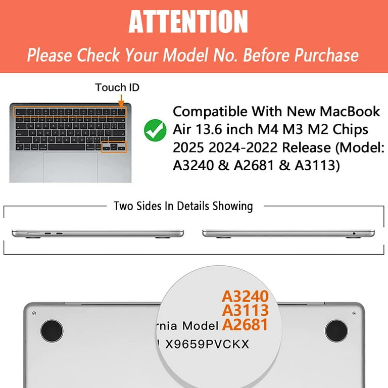 iClover MacBook Air 13.6 inch Case 2022-2024, A3113 M3 A2681 iClover MacBook Air 13.6 inch Case 2022-2024, A3113 M3 A2681