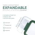 thumbnail image 2 of JUST COOK 3-Compartment Rectangular Glass Food Storage Container with Expandable Lid, Sage, 2 of 4