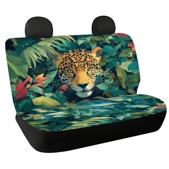 CHAQLIN Car Back Seat Covers for Car Interior Automotive, Jungle Leopard 2 Pieces Rear Bench Seat Covers Soft Durable