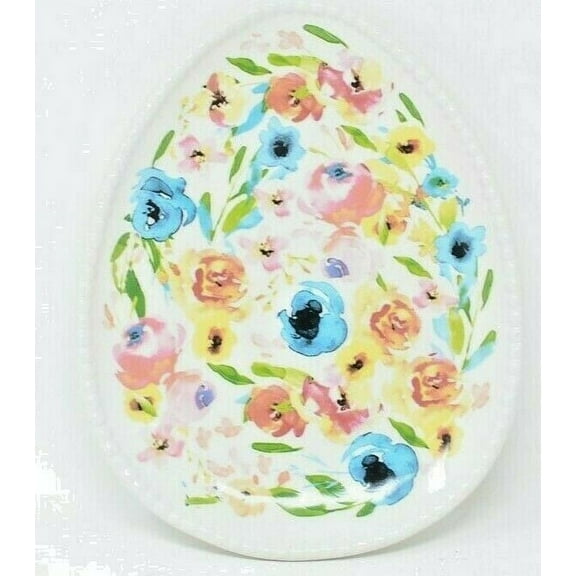 Ceramic Floral Egg-Shaped Platter