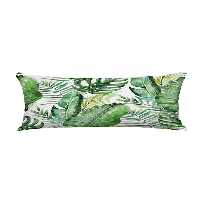 Hojas de palmera tropical verde Sobre cuerpo Blanco Fundas de almohada 50x150 cm ABPHQTO