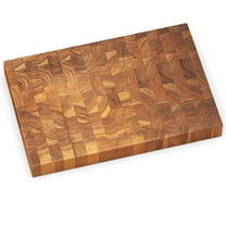 Costway End Grain Cutting Board 18" Teak Wood Chopping Block with Hand Grip