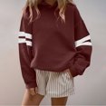 thumbnail image 2 of Women Oversized Stripe Sweatshirt Elbow Stripe Hoodies Color Block Long Sleeve Pullover Casual Sport Sweats Loose Hooded Top Cute Y2K Trendy Clothes, 2 of 4