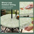 thumbnail image 5 of Round Outdoor Tablecloth with Umbrella Hole and Zipper, Botanical Rose Bud Tablecloth with Elastic Waterproof, Vintage Mint Green Floral Leaves Farmhouse Patio Table Covers for 55" - 60" Pool Tables, 5 of 9