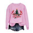 thumbnail image 5 of asdoklhq Christmas Women Sweatshirt Women's Round Neck Christmas Printed Sweatshirt Long Sleeved Top Sweatshirt Pink S, 5 of 6