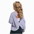 thumbnail image 2 of Sgkm Girls Athletic Shirts Open Back Crop Tee Short Sleeve Workout Top for Yoga Gym Running Summer Activewear Purple 11-12 Years, 2 of 8