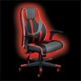 thumbnail image 2 of Output Gaming Chair in Black Faux Leather with LED Light Piping and Red Trim, 2 of 10