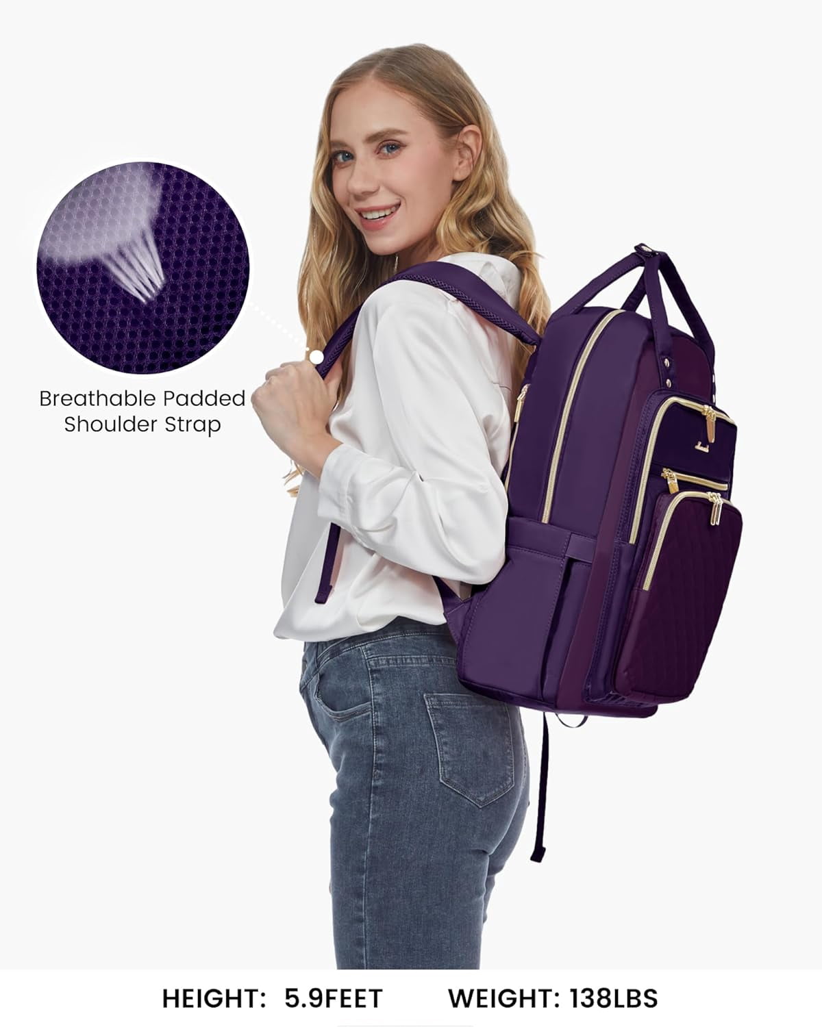 Lovevook Laptop Backpack Purses for Women,Nurse Teacher College Work Study Commuter Bag with 15.6 inch Laptop Compartment,Lightweight Travel Casual Daypacks With USB Port