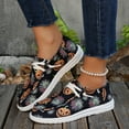 thumbnail image 4 of Halloween Pumpkin Fashion Sneakers for Women Wide Feet Skeleton Lace up Penny Loafers Casual Canvas Walking Flat Shoes, 4 of 7