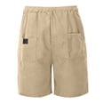 thumbnail image 3 of PIMSSY Men Shorts Corduroy Casual Relaxed Fit Summer Comfort Soft Elastic Waist With Pockets Fashionable Solid Color Bottoms, 3 of 8