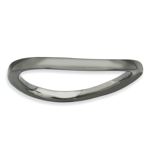 Sterling Silver Stackable Expressions Polished Black-plate Wave Ring Size 8