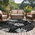 thumbnail image 4 of Black Grey Flowers Round Area Rug 5Ft Washable Circle Rugs for Living Room Bedroom, Modern Abstract Blooms Floral Non-Slip Carpet Floor Mats Indoor Outdoor Carpet Runner Aesthetic Home Decor, 4 of 8