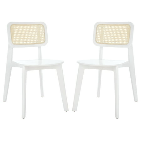 SAFAVIEH Luz Contemporary Cane Dining Chair White Set of 2 (17.3 in. W x 20.1 in. D x 31.9 in. H)
