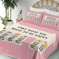 thumbnail image 3 of Ambesonne Emoji Fitted & Top Sheet Set with Sham, Modern Kiss Coffee Face Pizza, Pale Pink and Eggshell, 3 of 5