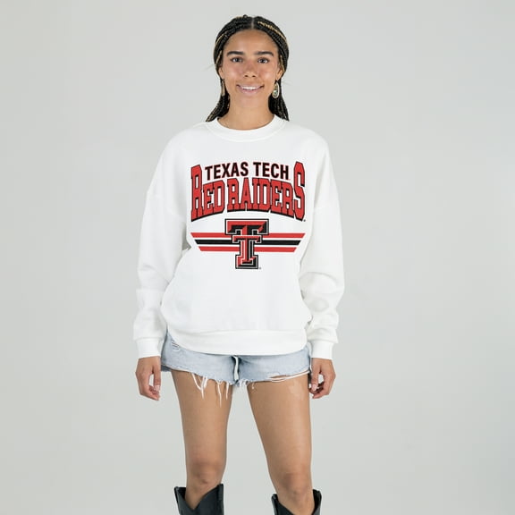 Women's Gameday Couture White Texas Tech Red Raiders Oversized Premium Fleece Sweatshirt