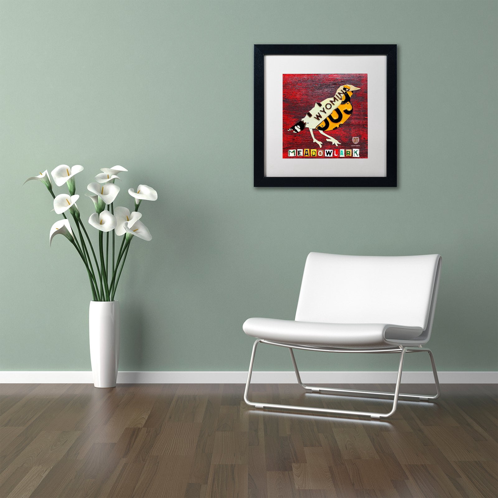 Trademark Fine Art 'Wyoming Meadowlark' Canvas Art by Design Turnpike, White Matte, Black Frame