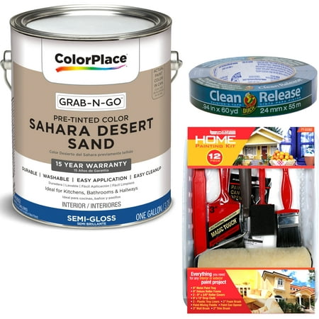 ColorPlace Grab-N-Go Sahara Desert Sand Interior Paint with Duck Brand Clean Release Painters Tape, 0.94