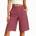 thumbnail image 2 of RongHuan Shorts for Women High Waisted Wide Leg Summer Casual Beach Vacation Bermuda Short Pants with Pockets, 2 of 5