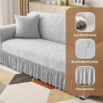 thumbnail image 5 of Stretch  Sofa Slipcover, Cushion Couch Cover with Skirt, Pet Friendly Durable Washable Stretchable, Easy Fit Universal Furniture Protector, (57"-73",Light Gray), 5 of 12