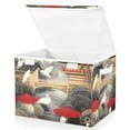 thumbnail image 2 of Modern Japanese Style Large Storage Bins with Linen Collapsible Lid Storage Box 16.7 x 12.6 x 11.8in, 2 of 7